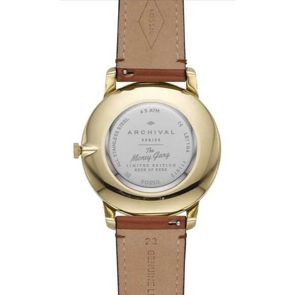 Fossil Men\'s Limited Edition Gold Tone Watch with Novelty Dial  The  Money Gang